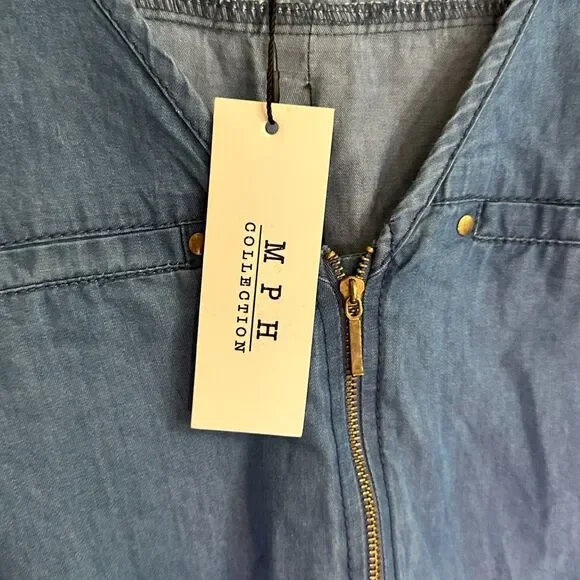 MPH Collection Blue Jean Mini Dress, Large - Picture 4 of 7